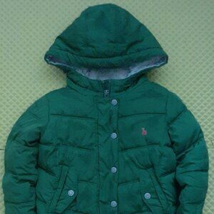 Frost Free Hooded Fleece Lined Green Puffer Jacket, pink deer